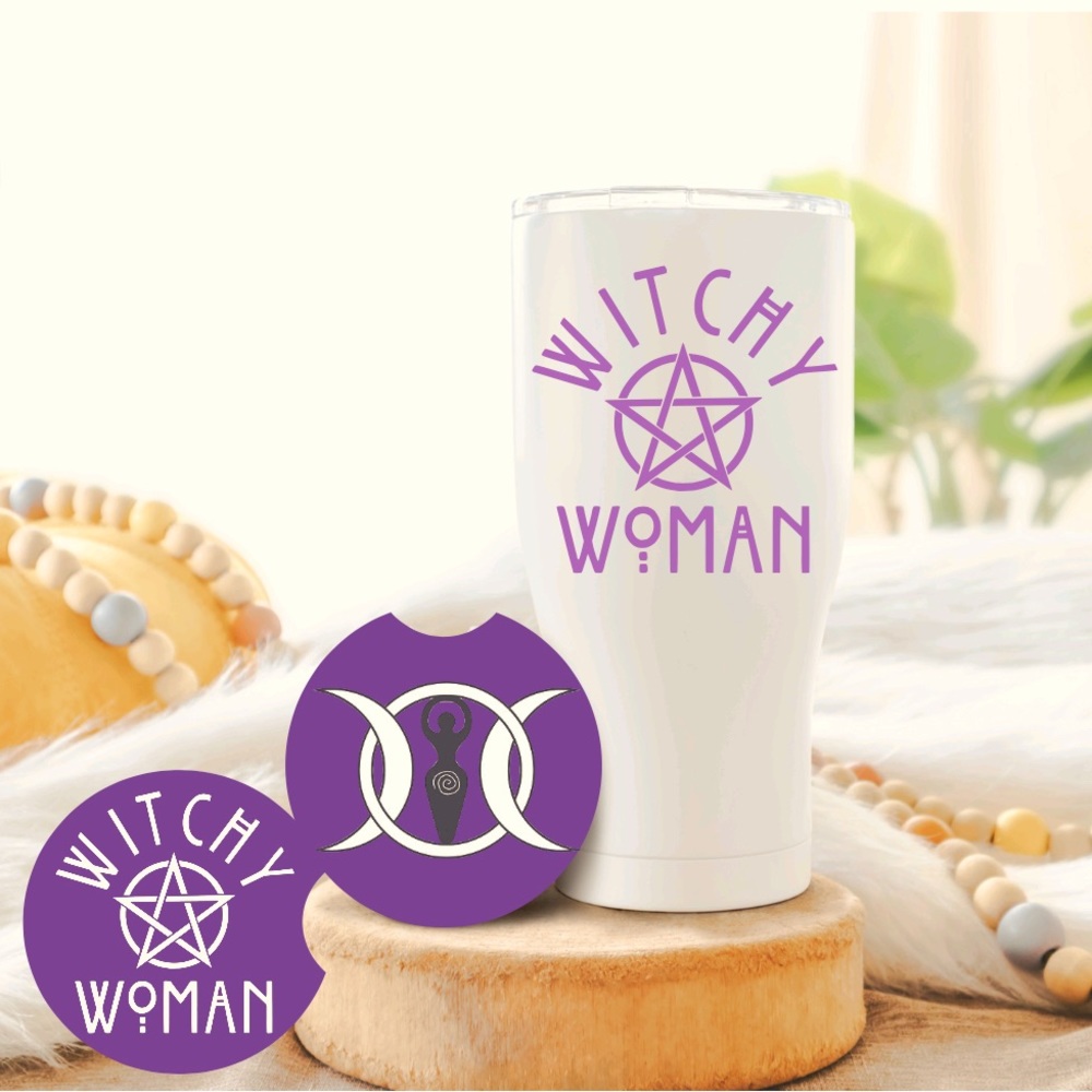 Witchy Woman Goddess Car Coaster set